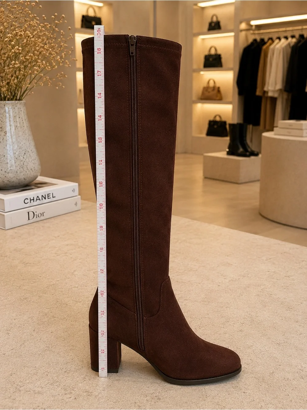 A2 by Aerosoles Brown Faux Suede Knee High Block Heel Boots 10M